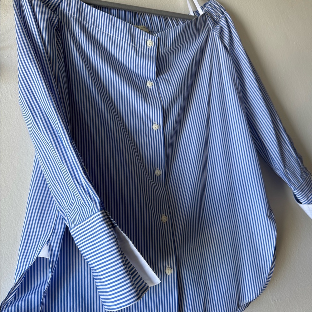 rag & bone Blue and White Striped Button Down Kacey Blouse size M